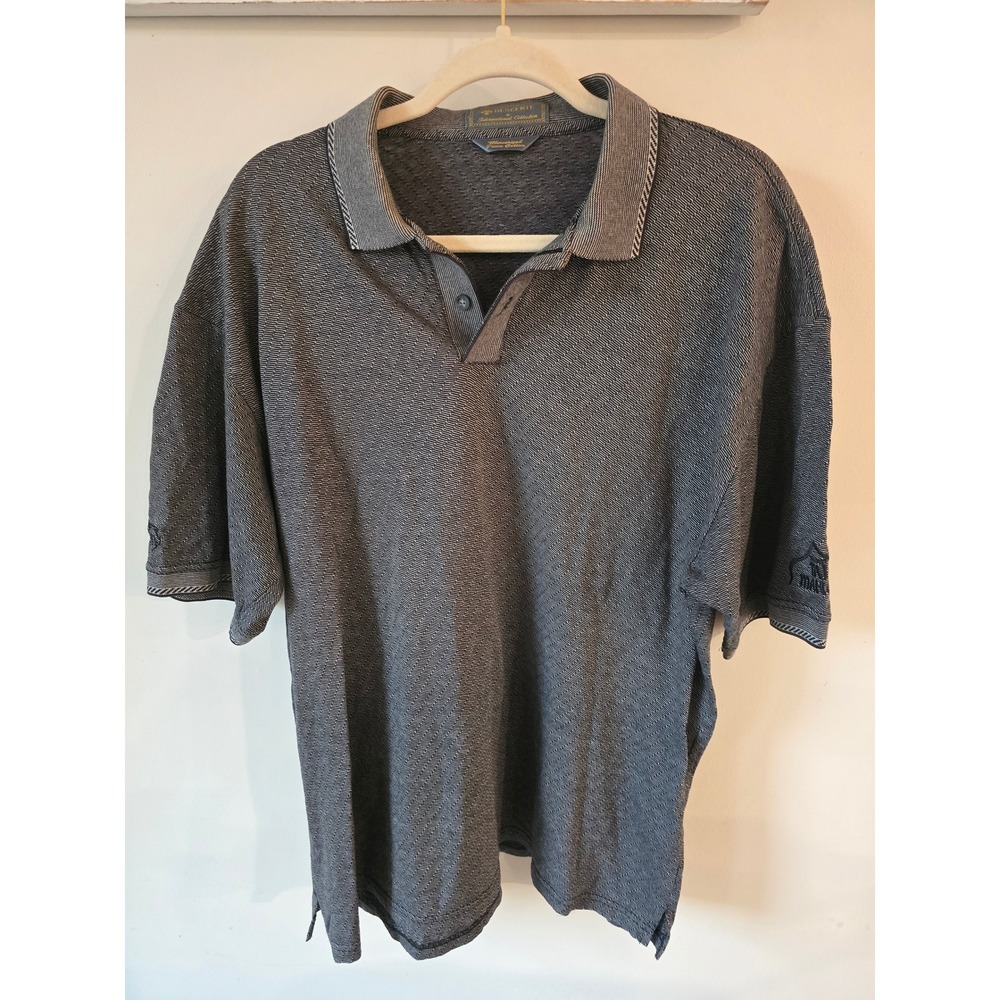 Descente International Collection Polo Shirt Mens Grey Mercerized Pima Cotton XL